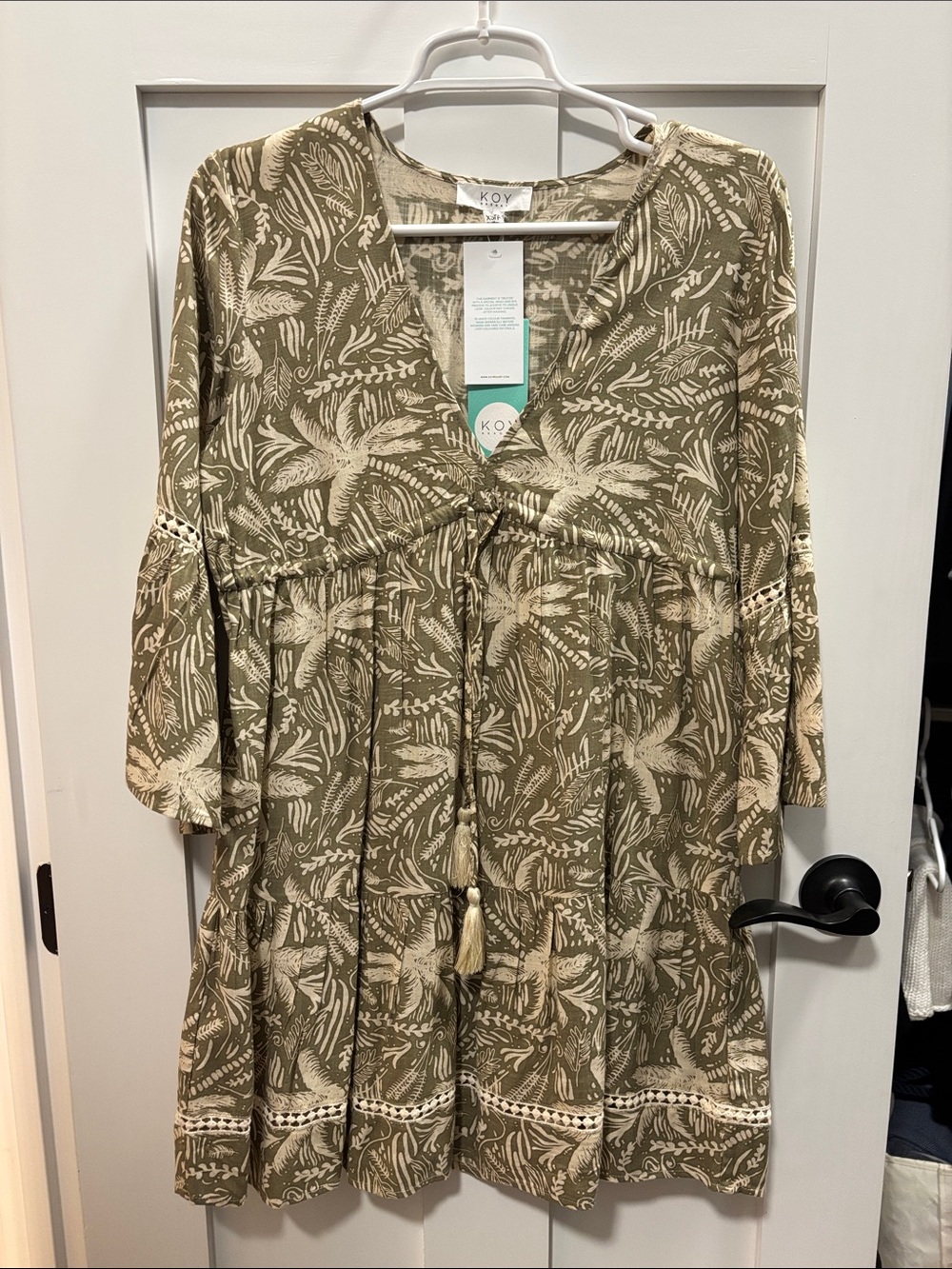 Koy Resort Las Palmas mini dress in Olive & Cream